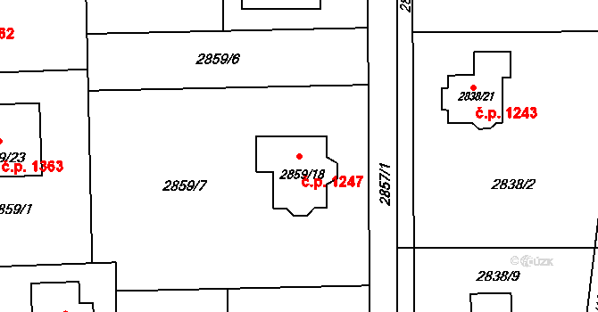 Polanka nad Odrou 1247, Ostrava na parcele st. 2859/18 v KÚ Polanka nad Odrou, Katastrální mapa