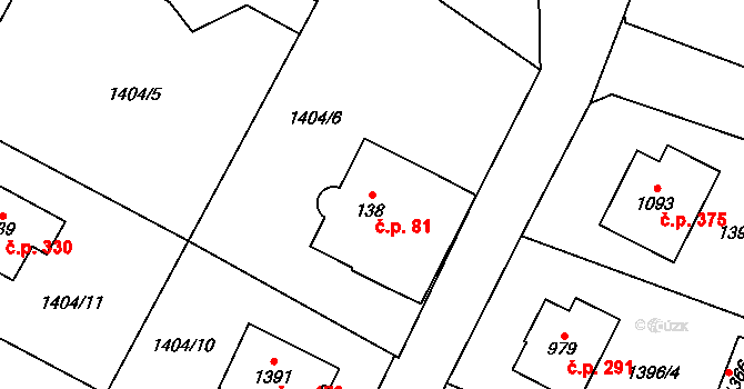 Čerčany 81 na parcele st. 138 v KÚ Čerčany, Katastrální mapa