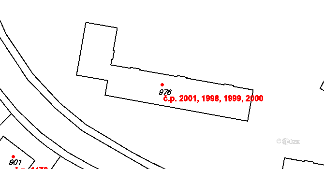 Žďár nad Sázavou 3 1998,1999,2000,2001, Žďár nad Sázavou na parcele st. 976 v KÚ Město Žďár, Katastrální mapa