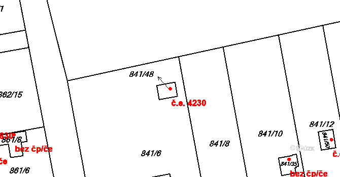 Oblekovice 4230, Znojmo na parcele st. 841/48 v KÚ Oblekovice, Katastrální mapa