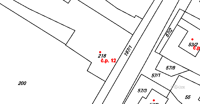 Košíkov 12, Velká Bíteš na parcele st. 218 v KÚ Košíkov, Katastrální mapa