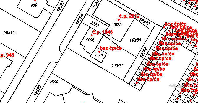 Ostrava 38149184 na parcele st. 2628 v KÚ Mariánské Hory, Katastrální mapa