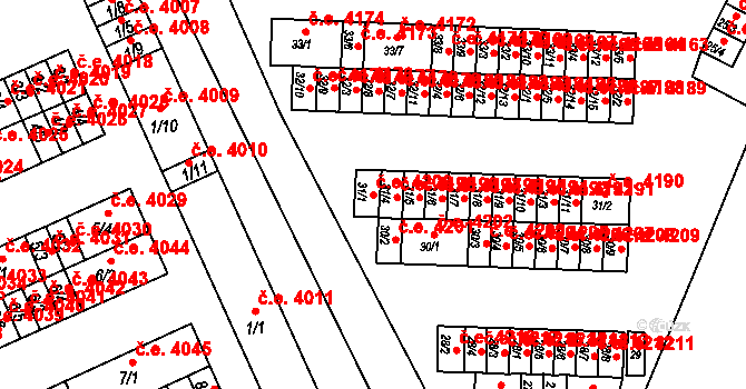 Kadaň 4200 na parcele st. 31/1 v KÚ Bystřice u Kadaně, Katastrální mapa
