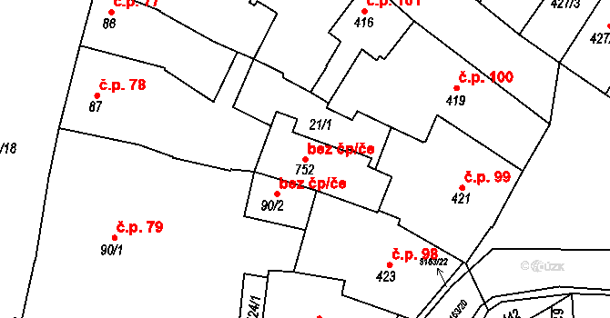 Ivančice 39874184 na parcele st. 752 v KÚ Ivančice, Katastrální mapa