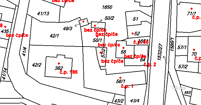 Ústí 45688184 na parcele st. 57/2 v KÚ Ústí u Vsetína, Katastrální mapa