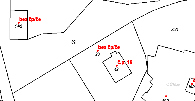 Borek 45937184 na parcele st. 20 v KÚ Želejov, Katastrální mapa