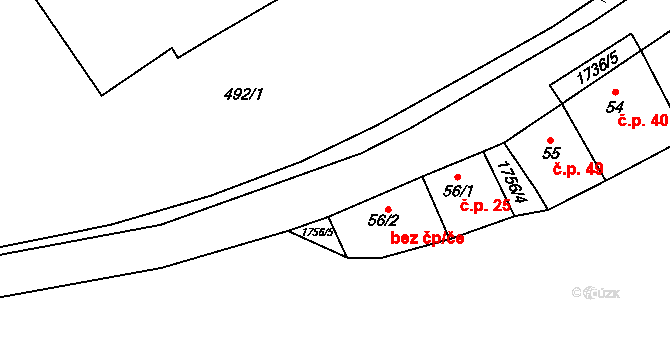 Budeč 47505184 na parcele st. 56/2 v KÚ Budeč, Katastrální mapa
