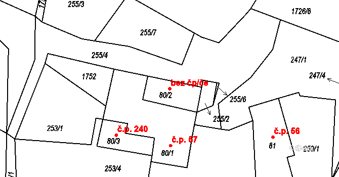 Lodhéřov 47534184 na parcele st. 80/2 v KÚ Lodhéřov, Katastrální mapa