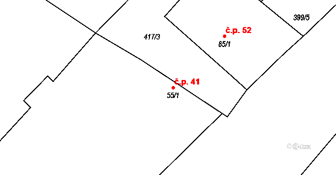 Horka 41 na parcele st. 55/1 v KÚ Horka u Chrudimi, Katastrální mapa