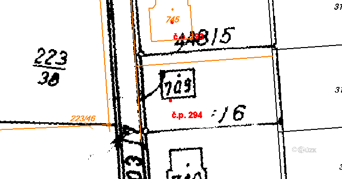 Trhová Kamenice 294 na parcele st. 709 v KÚ Trhová Kamenice, Katastrální mapa