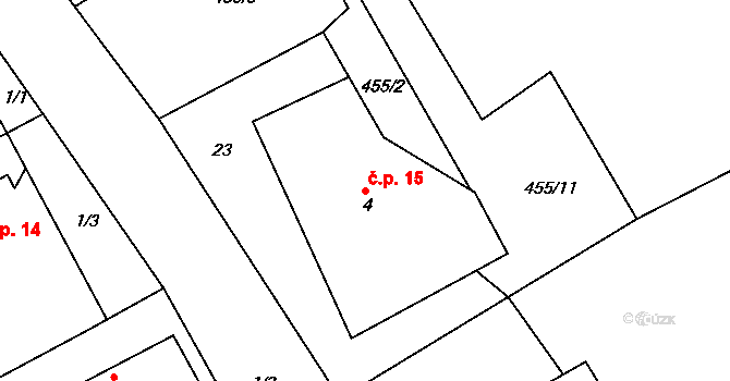 Vračovice 15, Vračovice-Orlov na parcele st. 4 v KÚ Vračovice, Katastrální mapa