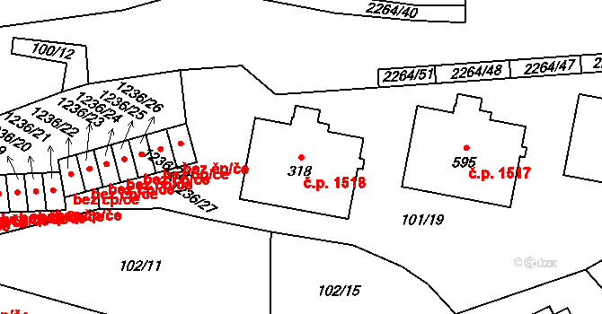 Beroun-Město 1518, Beroun na parcele st. 318 v KÚ Beroun, Katastrální mapa