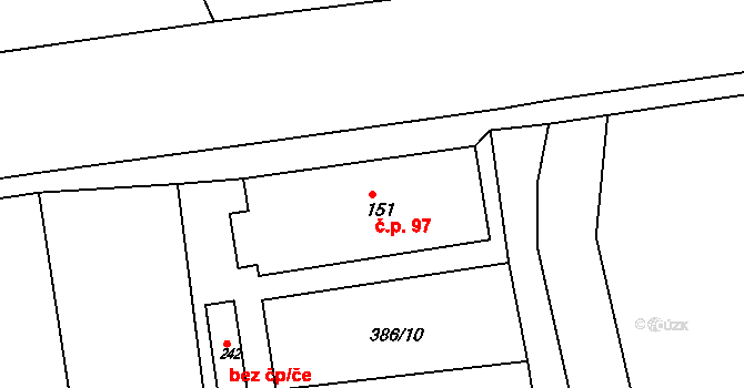 Malá Skalice 97, Česká Skalice na parcele st. 151 v KÚ Malá Skalice, Katastrální mapa