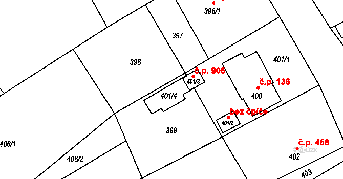 Butovice 905, Studénka na parcele st. 401/4 v KÚ Butovice, Katastrální mapa