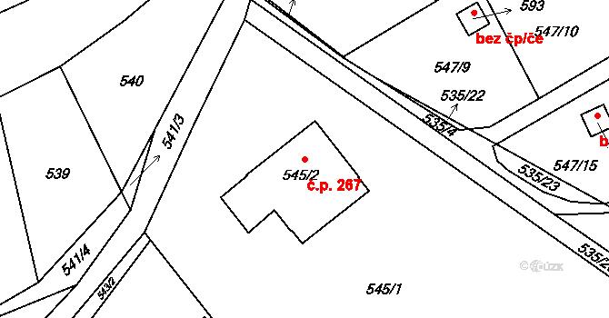 Svinařov 267 na parcele st. 545/2 v KÚ Svinařov u Kladna, Katastrální mapa