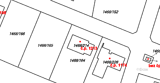 Pečky 1213 na parcele st. 1468/214 v KÚ Pečky, Katastrální mapa