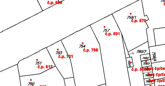 Louny 768 na parcele st. 754 v KÚ Louny, Katastrální mapa