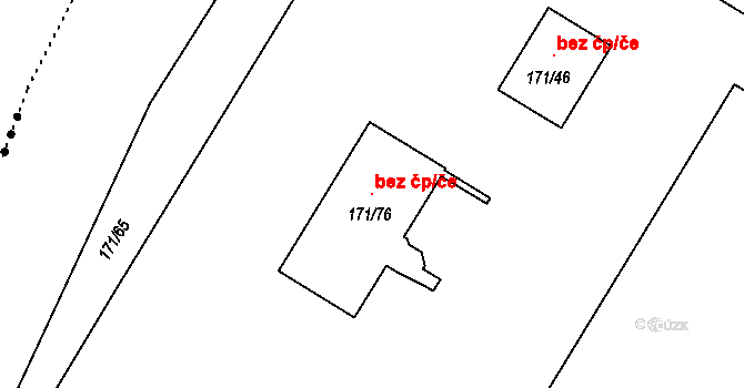 Opava 96210184 na parcele st. 171/76 v KÚ Komárov u Opavy, Katastrální mapa