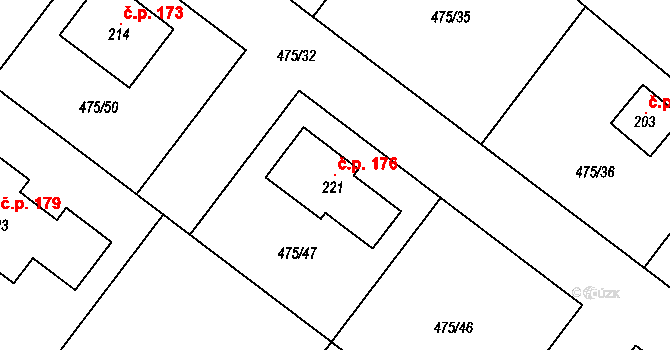 Křečkov 176 na parcele st. 221 v KÚ Křečkov, Katastrální mapa