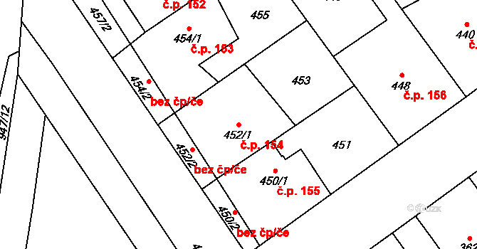 Přerov IV-Kozlovice 154, Přerov na parcele st. 452/1 v KÚ Kozlovice u Přerova, Katastrální mapa