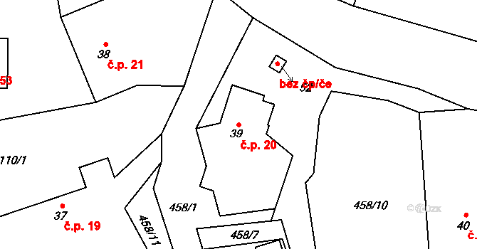 Štipoklasy 20 na parcele st. 39 v KÚ Štipoklasy u Černín, Katastrální mapa