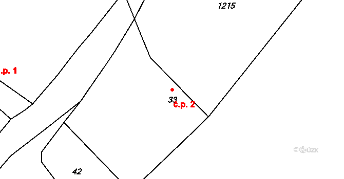 Malešín 2, Řehenice na parcele st. 33 v KÚ Malešín, Katastrální mapa