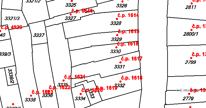 Jihlava 1616 na parcele st. 3330 v KÚ Jihlava, Katastrální mapa