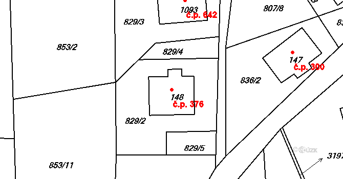 Horní Rokytnice 376, Rokytnice nad Jizerou na parcele st. 148 v KÚ Horní Rokytnice nad Jizerou, Katastrální mapa