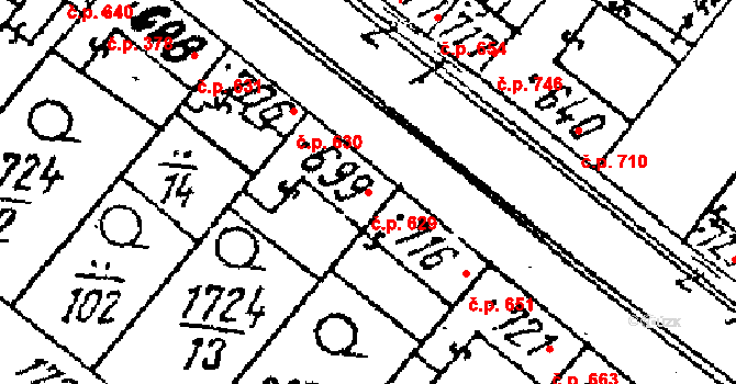 Lanžhot 629 na parcele st. 699 v KÚ Lanžhot, Katastrální mapa