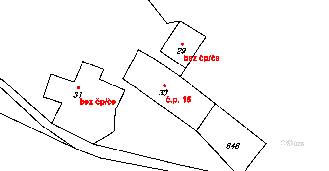 Přízeř 15, Rožmberk nad Vltavou na parcele st. 30 v KÚ Horní Jílovice, Katastrální mapa