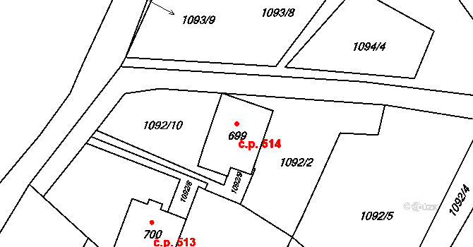 Skalice u České Lípy 514 na parcele st. 699 v KÚ Skalice u České Lípy, Katastrální mapa