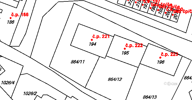 Libochovany 221 na parcele st. 194 v KÚ Libochovany, Katastrální mapa
