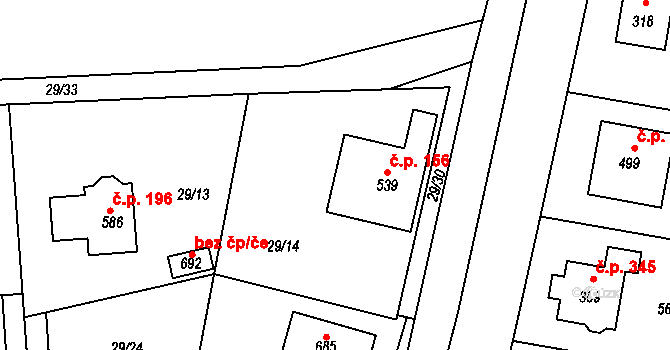 Sibřina 156 na parcele st. 539 v KÚ Sibřina, Katastrální mapa