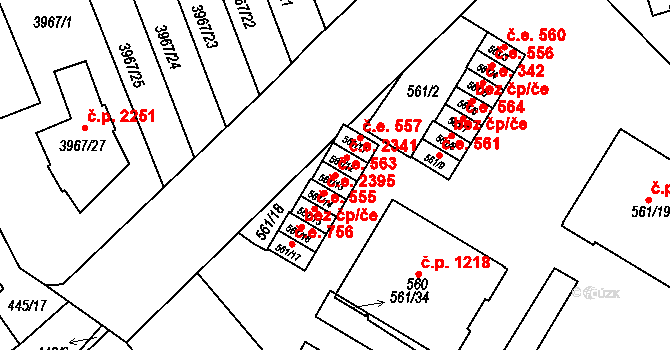 Řečkovice 563, Brno na parcele st. 561/13 v KÚ Řečkovice, Katastrální mapa