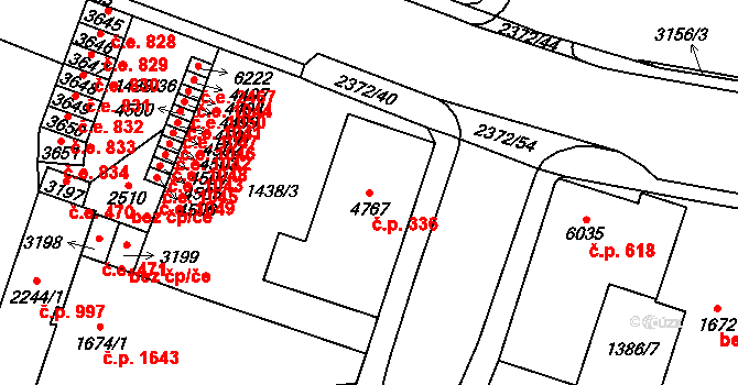 Cheb 336 na parcele st. 4767 v KÚ Cheb, Katastrální mapa