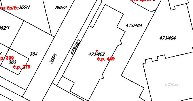 Veleslavín 449, Praha na parcele st. 473/462 v KÚ Veleslavín, Katastrální mapa
