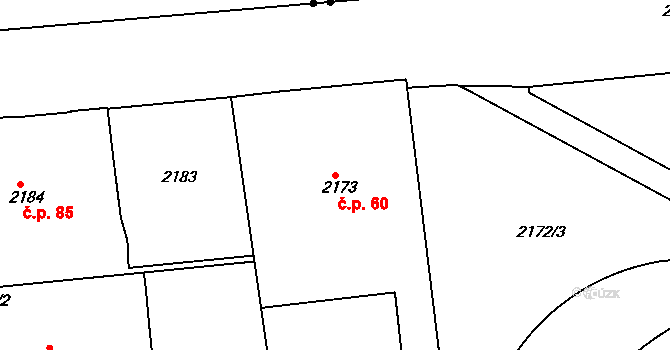 Holešovice 60, Praha na parcele st. 2173 v KÚ Holešovice, Katastrální mapa