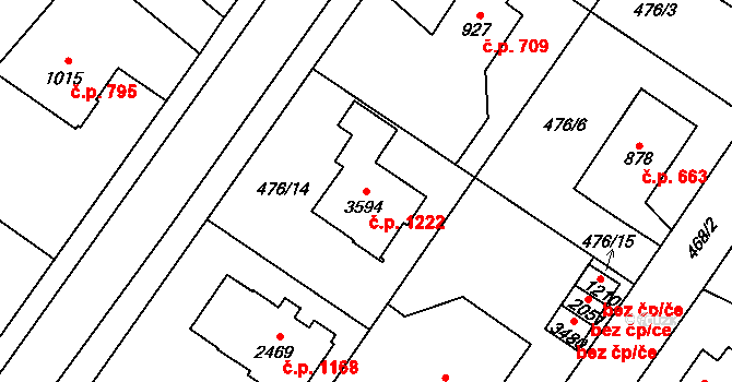Vrchlabí 1222 na parcele st. 3594 v KÚ Vrchlabí, Katastrální mapa