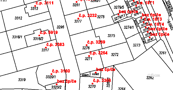 Chomutov 3269 na parcele st. 3276 v KÚ Chomutov I, Katastrální mapa