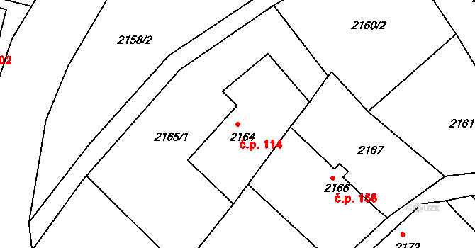 Liberec XIV-Ruprechtice 114, Liberec na parcele st. 2164 v KÚ Ruprechtice, Katastrální mapa