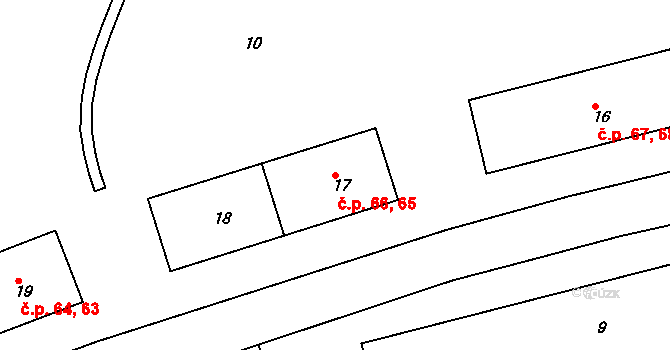 Habartov 65,66 na parcele st. 17 v KÚ Habartov, Katastrální mapa
