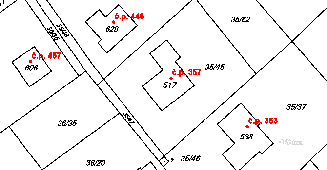 Horní Datyně 357, Vratimov na parcele st. 517 v KÚ Horní Datyně, Katastrální mapa