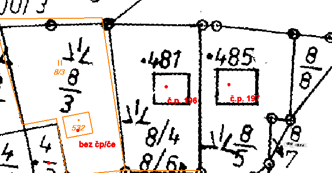 Albrechtice nad Vltavou 196 na parcele st. 481 v KÚ Albrechtice nad Vltavou, Katastrální mapa