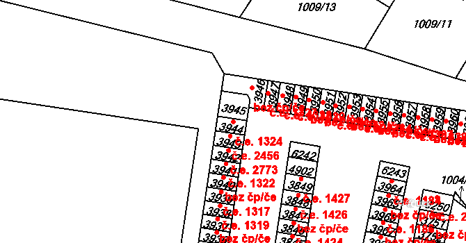 Cheb 1324 na parcele st. 3944 v KÚ Cheb, Katastrální mapa