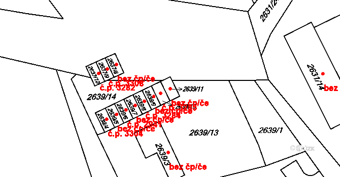 Přerov 38117185 na parcele st. 2639/11 v KÚ Přerov, Katastrální mapa