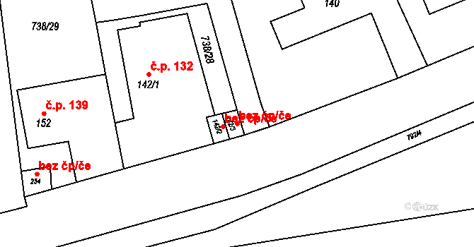 Hluboš 38644185 na parcele st. 142/3 v KÚ Hluboš, Katastrální mapa