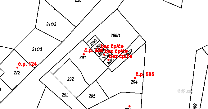 Hronov 40101185 na parcele st. 288/3 v KÚ Hronov, Katastrální mapa