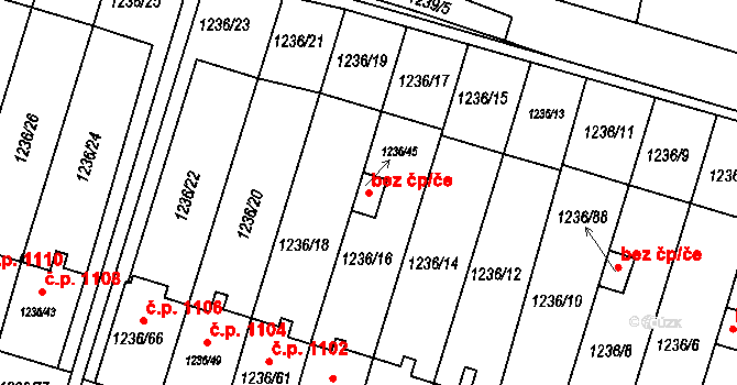 Třinec 40211185 na parcele st. 1236/45 v KÚ Lyžbice, Katastrální mapa