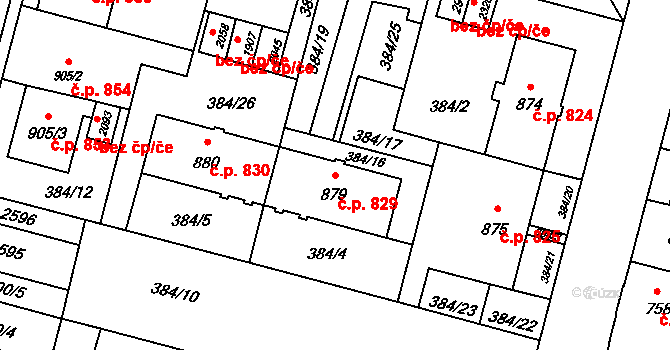 Kateřinky 829, Opava na parcele st. 879 v KÚ Kateřinky u Opavy, Katastrální mapa
