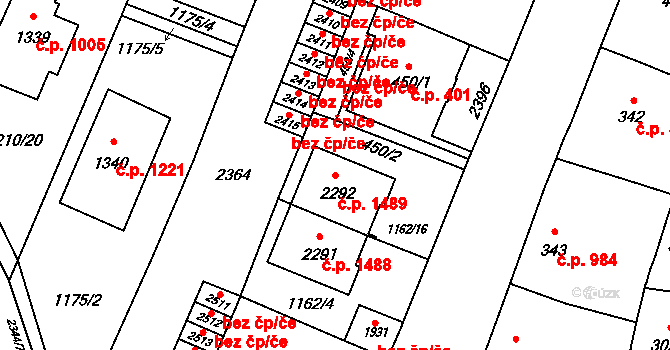Kateřinky 1489, Opava na parcele st. 2292 v KÚ Kateřinky u Opavy, Katastrální mapa